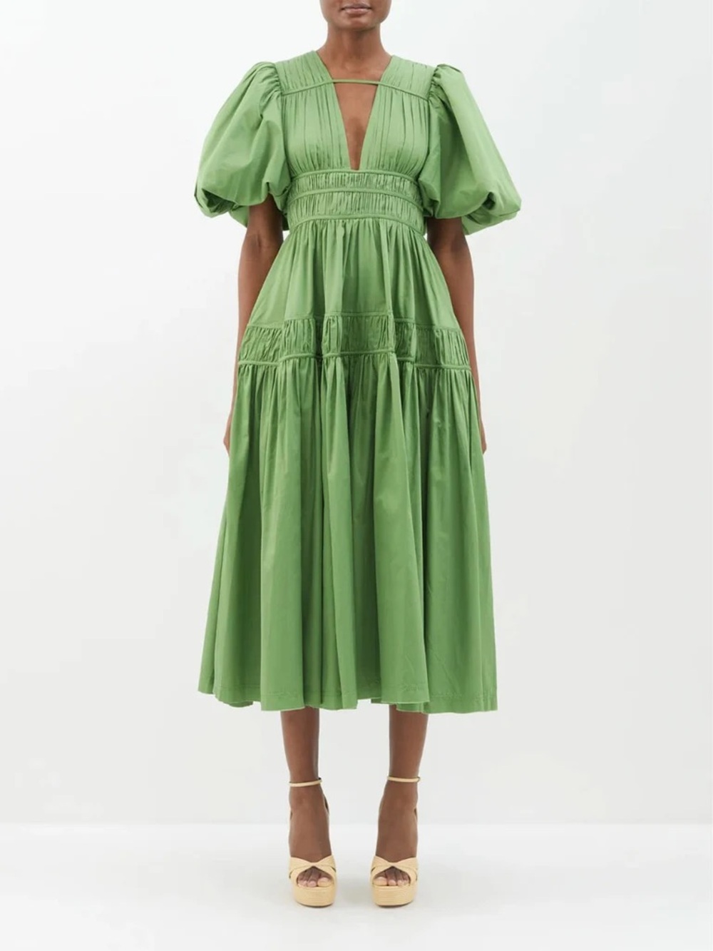 Aje Green Fallingwater Midi Dress